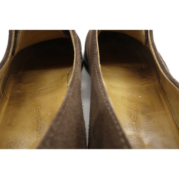 Polo Ralph Lauren Italy Brown Suede Lace Up Cap Toe Oxfords Shoes Men's 11 D - Picture 11 of 11